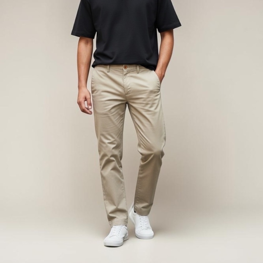 Banana Republic Mens Vintage Straight Chino Pants Khaki Tan Button Fly 34x32